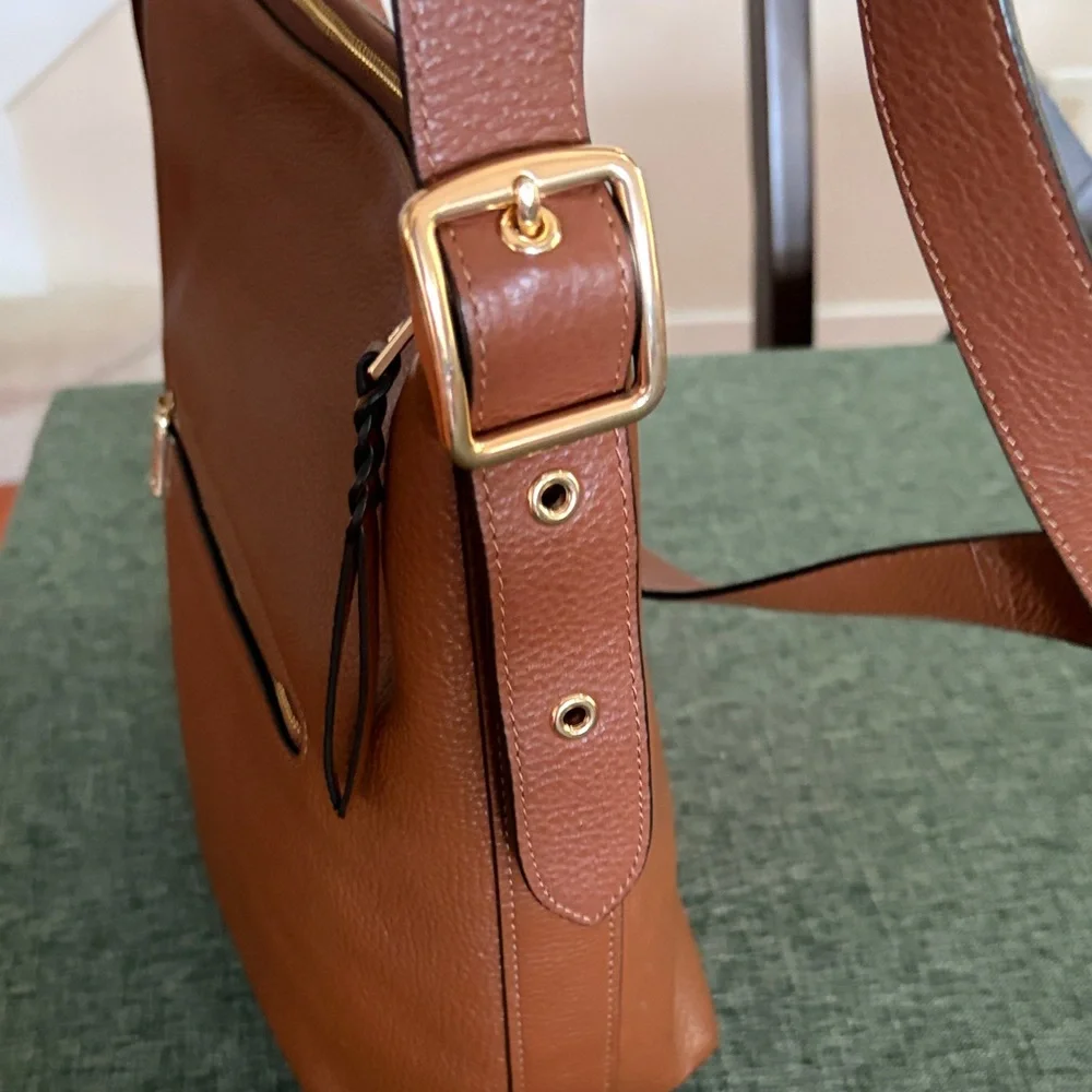 Coach Val Duffle Shoulder Bag Redwood Brown w Gold Pebbled Leather EUC - Picture 4 of 16